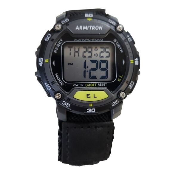 Armitron Pro Sport Digital Watch Chronograph Sports Watch Hook Loop Strap - Picture 1 of 10